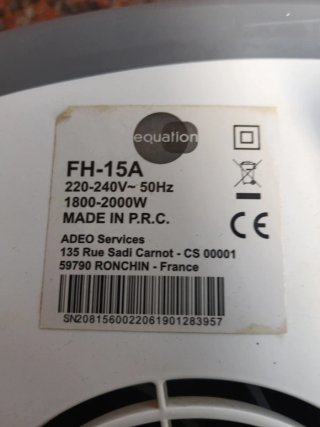 Calefactor Equation Blanco y Gris