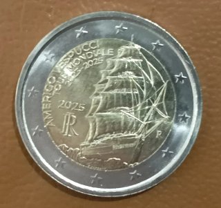 Moneda 2 euros Italia 2025 Américo Vespucio. S/C