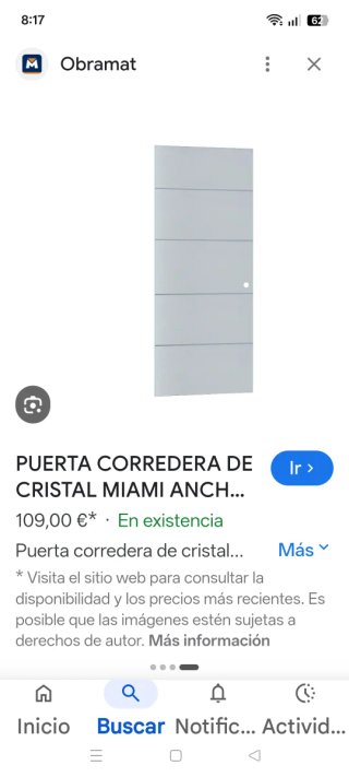 Puerta corredera de cristal