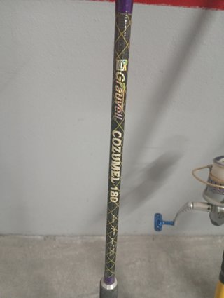 Lote de 5 cañas de pescar con carretes y accesorio