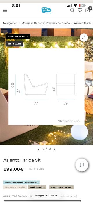 Conjunto Newgarden LED completo – 3 sillones,