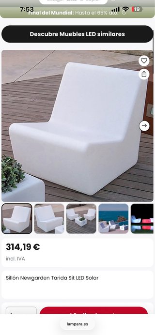Conjunto Newgarden LED completo – 3 sillones,