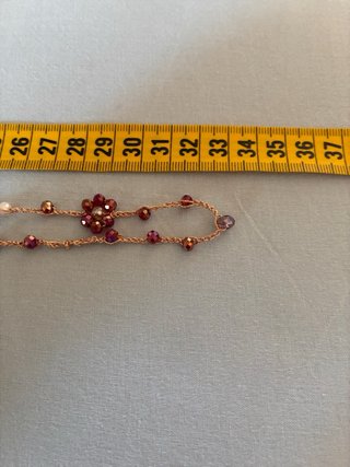 Collana uncinetto filo oro e perline vari colori