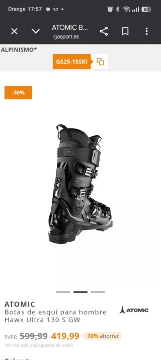 Botas de esquí Atomic T1 Talla 38.5