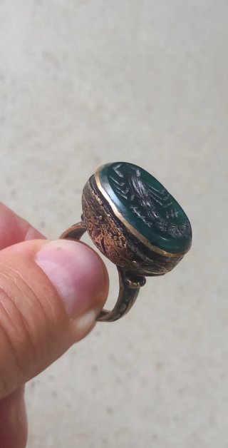 Anello sigillo afghano con scorpione