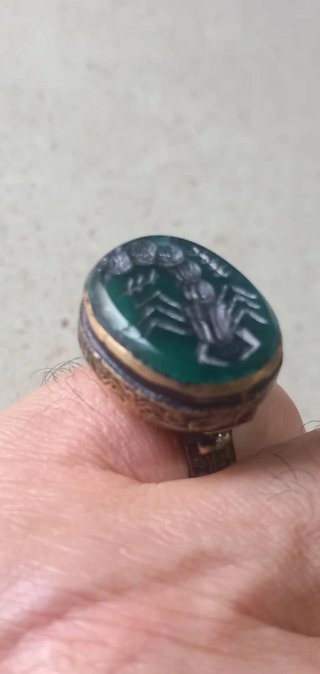 Anello sigillo afghano con scorpione