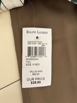 Pantalón niño Ralph Lauren beige con etiqueta