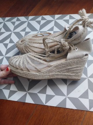 Sandalias esparto mujer beige