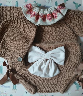 Jersey,capota,Cubrepañal,patucos y cuello 1-3 mese