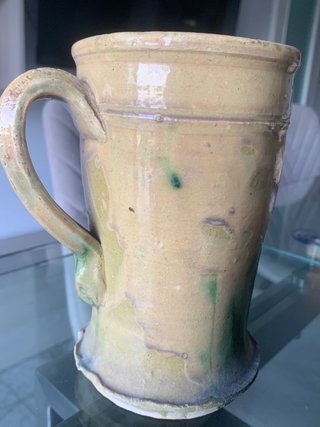 Antica brocca cannata smaltata primi '900