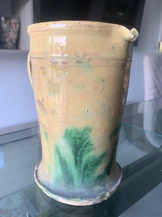 Antica brocca cannata smaltata primi '900