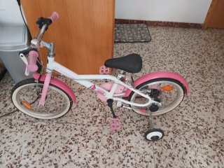 Bicicleta Infantil Btwin 14 Rosa y Blanca