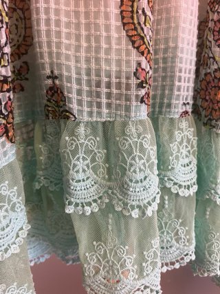 Vestido Piti -cuit Estampado Verde Blanco Talla L