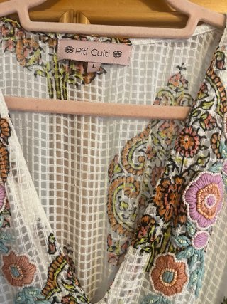 Vestido Piti -cuit Estampado Verde Blanco Talla L