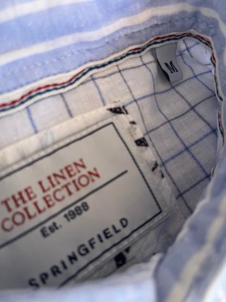 Camisa Springfield Lino/Algodón Talla M Rayas