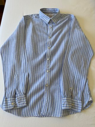 Camisa Springfield Lino/Algodón Talla M Rayas