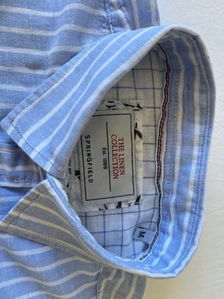Camisa Springfield Lino/Algodón Talla M Rayas