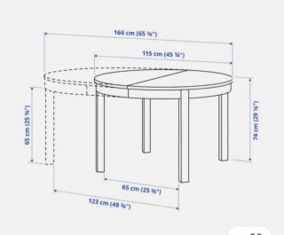 Mesa redonda extensible Ikea negra