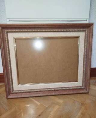 Marco de madera maciza marrón y dorado