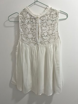 Blusa Zara Blanca Encaje