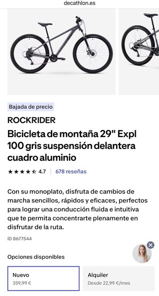 Bicicleta Rockrider EXPL 100 Nueva