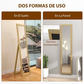 Espejo de cuerpo entero 157x37cm pie inclinado