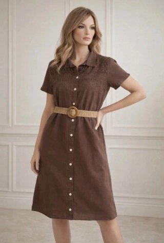Camicione donna Gocce di Luna in puro lino curvy