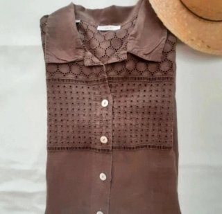 Camicione donna Gocce di Luna in puro lino curvy