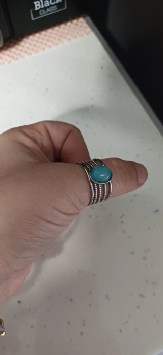 Anillo Acero Inoxidable Ajustable Turquesa
