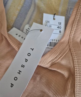 Topshop Camiseta Crop Tirantes  L/40 Rosa coral