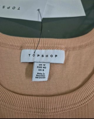 Topshop Camiseta Crop Tirantes  L/40 Rosa coral