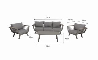 Conjunto sofá 3 plazas, mesa y 2 sillones exterior