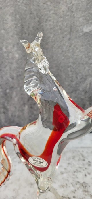Conjunto figuras cristal Murano cisne, delfín, cab