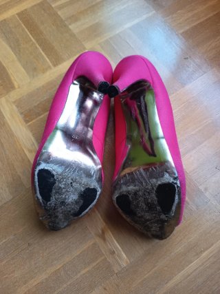 Zapatos Bershka Fucsia Peep Toe Tacón