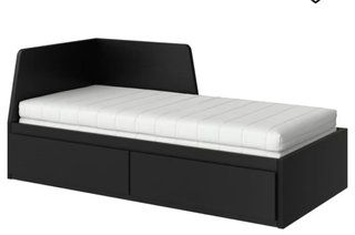 Divano letto nero con 2 cassetti