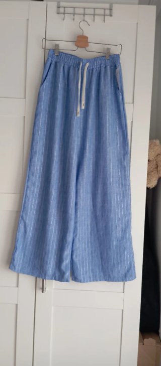 Pantalón palazzo rayas plateadas