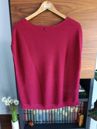 Jersey Lurex sin mangas burdeos Talla S