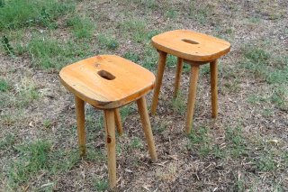 Coppia sgabelli legno design modernariato svizzeri