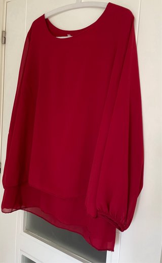 Blusa roja manga larga tejido fluido
