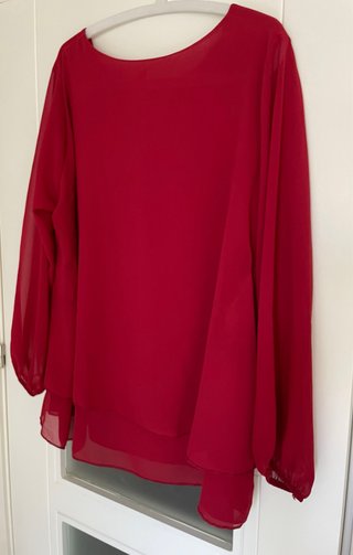 Blusa roja manga larga tejido fluido