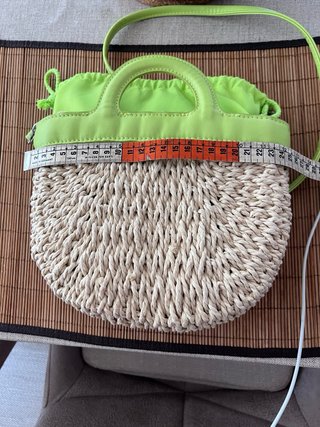 Bolso Capazo Rafia y Piel Verde