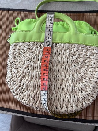 Bolso Capazo Rafia y Piel Verde