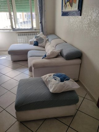 Divano letto chaise longue tessuto