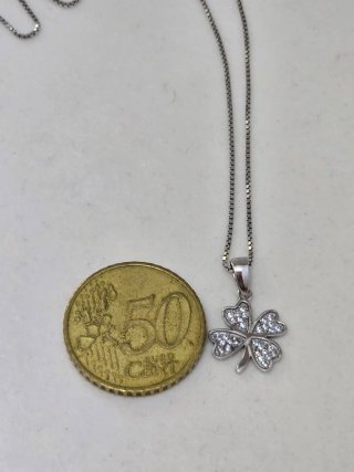 Collar Plata Dije Trébol Circonitas
