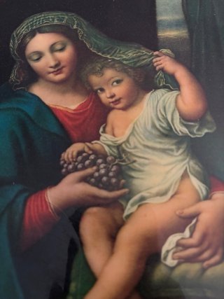 Cuadro Virgen y Niño Madera y Cristal