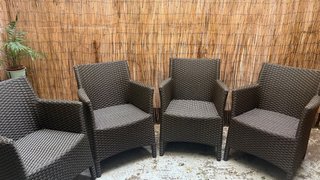 4 Sillones de Jardín Ratán Marrón
