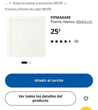 Puerta de armario Pipmakare Ikea Blanca 60x64cm