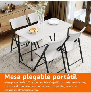 Mesa Plegable Rectangular 1.2m Blanca