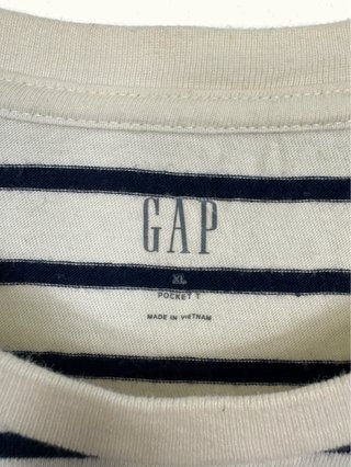 Camiseta GAP Rayas Retro Oversize Y2K Blanco Azul