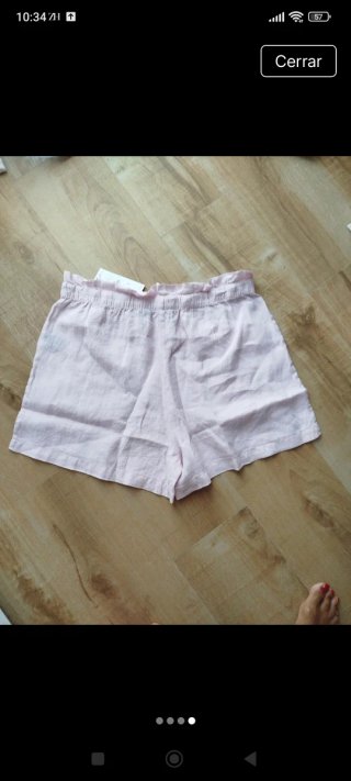 Bermudas de lino rosas